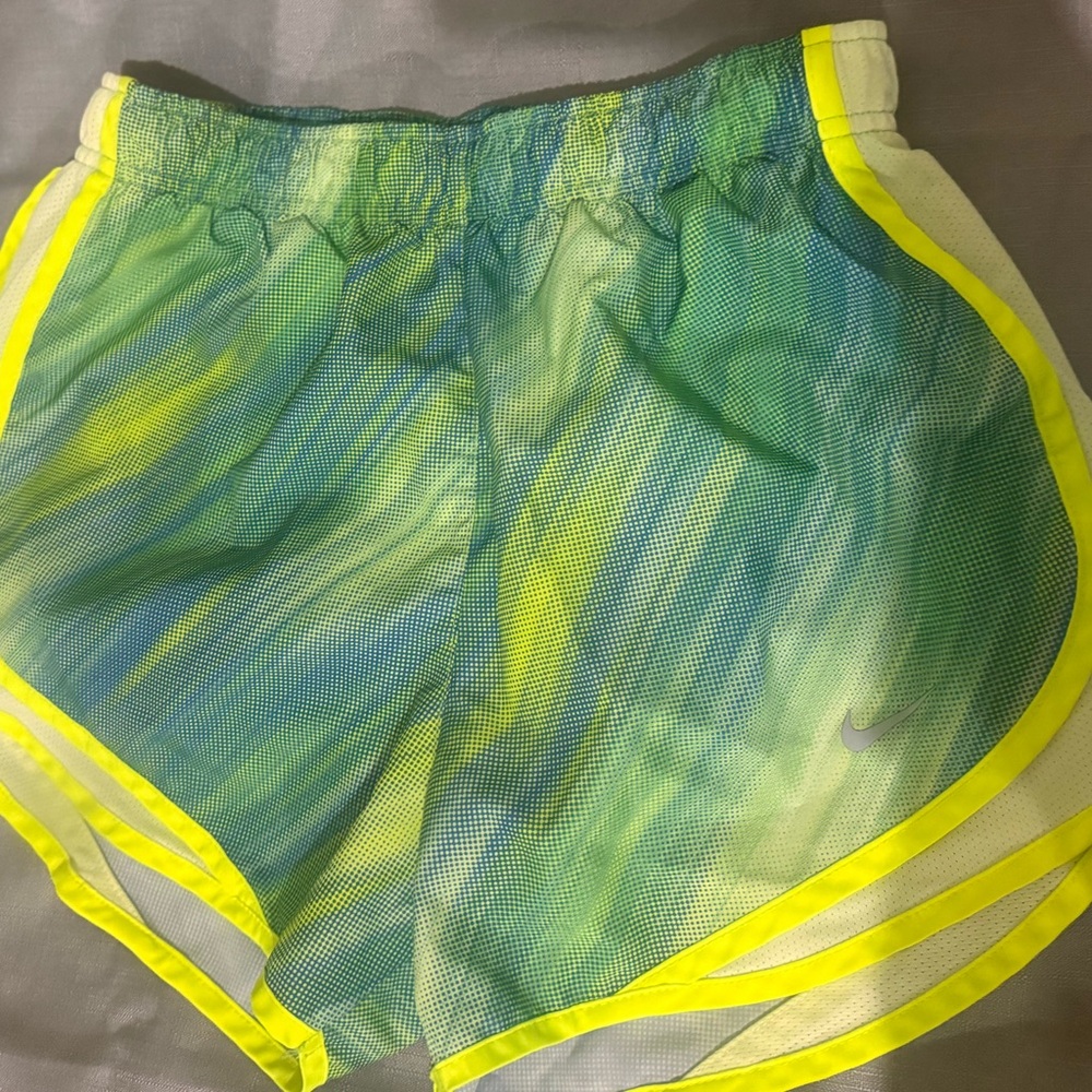 Nike Women's Green and Yellow Athletic Shorts